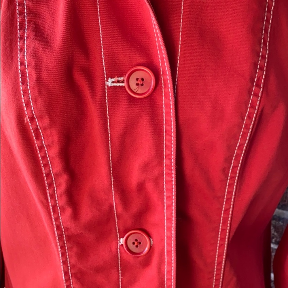 DKNY Bold Red /Orange Trench Coat - Picture 7 of 12
